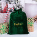 Customised Embroidered Gold Child's Name Green Velvet Santa Sack