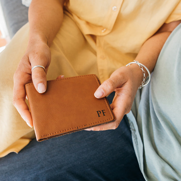 Personalised men’s wallet with sleek design, card storage, and heartfelt engraving for a unique keepsake