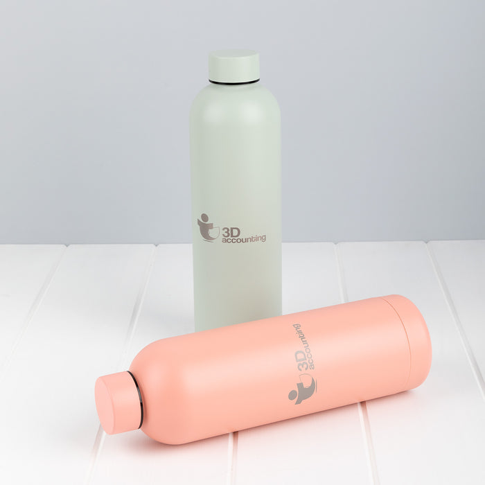 Personalised corporate water bottle gift in matte finish with logo engraving