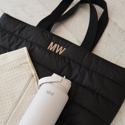 Engraved water bottle and personalised tote bag gift set