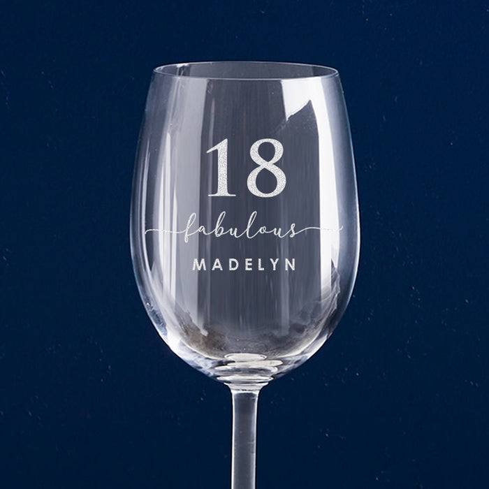 Custom engraved 360ml wine glass – the perfect personalised gift for an 18th birthday celebration