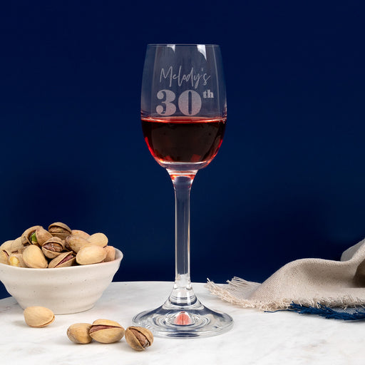 65ml personalised liqueur glass engraved with name and birth date