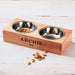 Custom Printed Wooden Pet Feeding Station with Durable Stainless Steel Bowls for Dogs and Cats