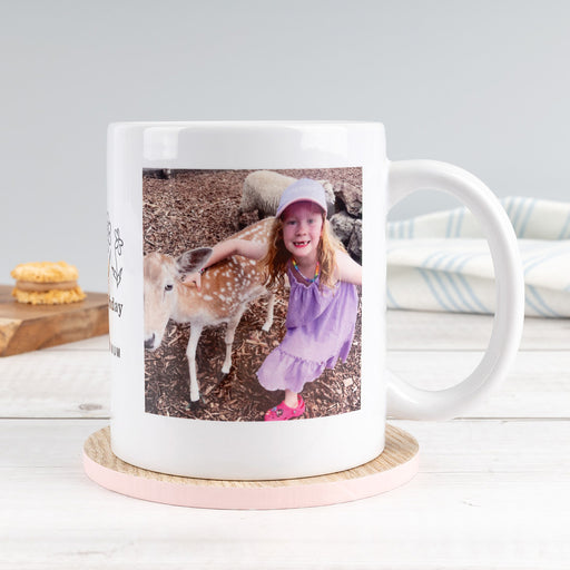 Personalised birthday photo mug with two custom images and message keepsake gift