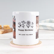 Custom printed coffee mug for birthday celebrations featuring favourite photos
