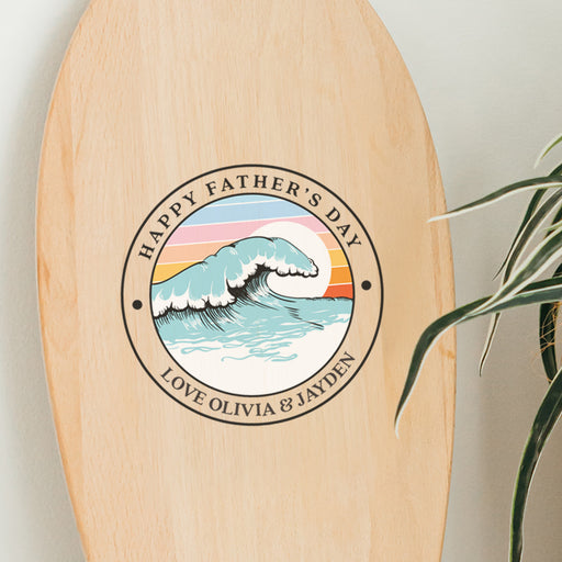 Custom surfboard keepsake with engraved message for Dad or Grandad