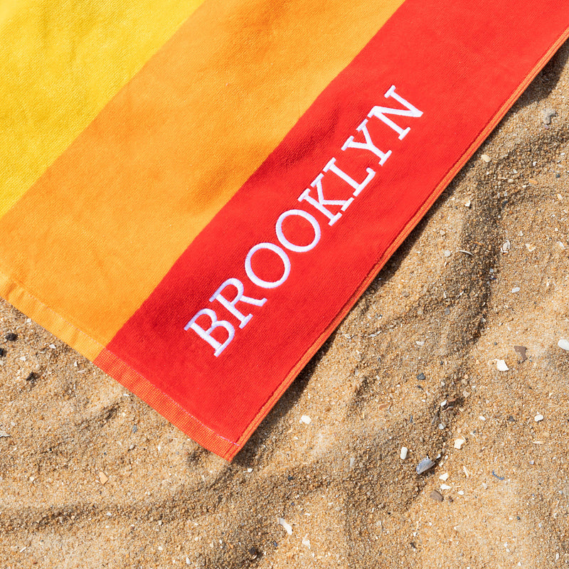 Rainbow Striped Personalised Beach Towel