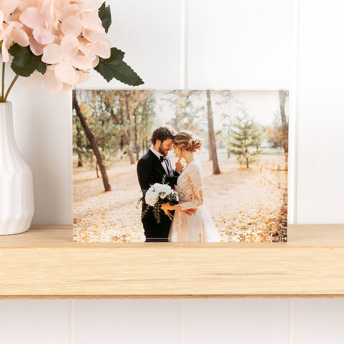 Personalised rectangle acrylic photo block 178x127mm in premium sliding gift box
