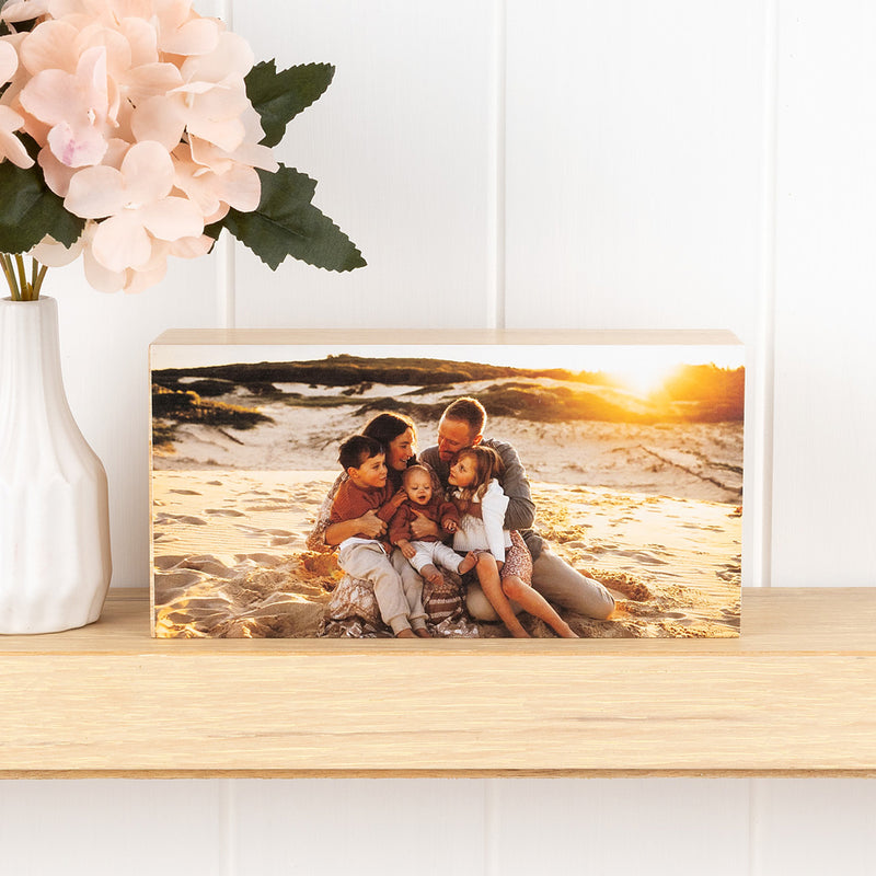 Personalised bamboo photo block 200x100mm with full colour printed photo