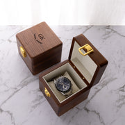 Personalised wooden watch gift box for one watch, engraved with initials or a special message for Father's Day, birthdays or anniversaries.