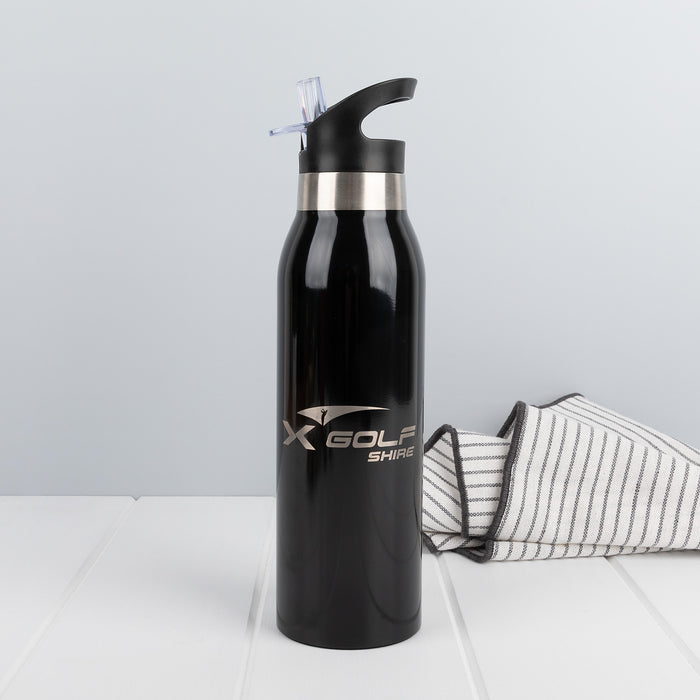 Personalised promotional water bottle with company logo – stylish event giveaway.