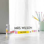 Personalised Clear Acrylic Desk Sign Thank You Gift for Teachers