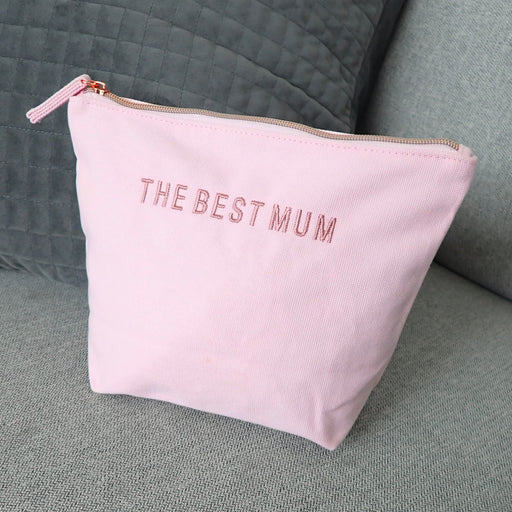 Embroidered "World's Best Mum" Blush Pink Cosmetic Bag