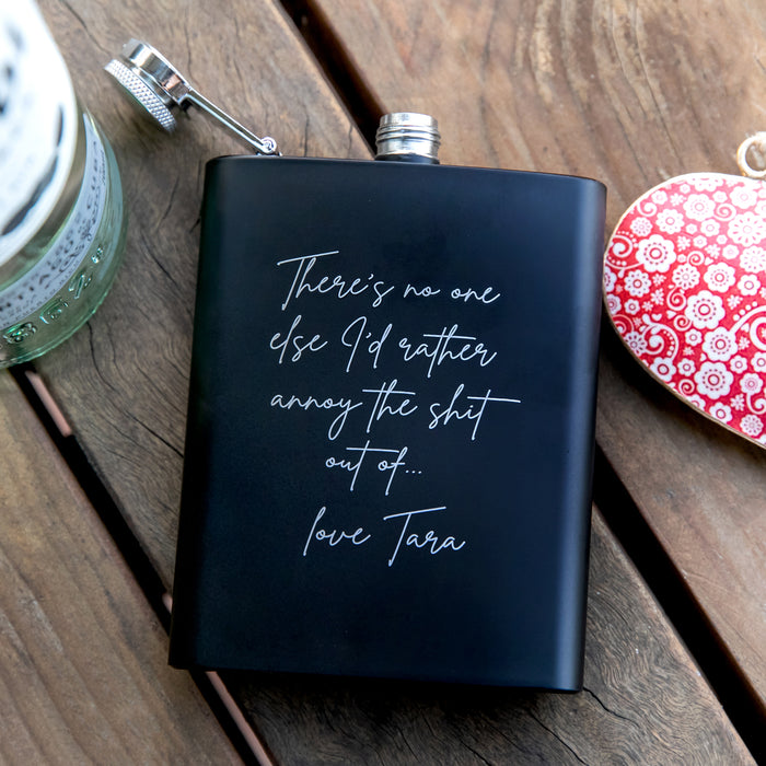 Custom engraved black hip flask gift box Valentine’s Day gift for him