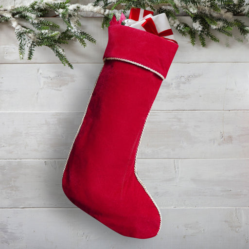 Red Velour Velvet Christmas Stocking