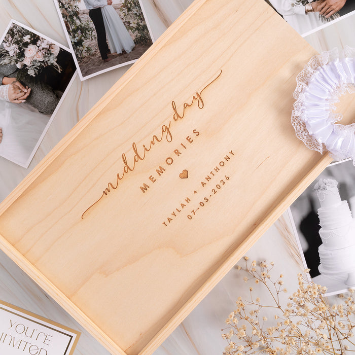 Personalised Engraved Wooden Wedding Memories Box Bride and Groom Gift