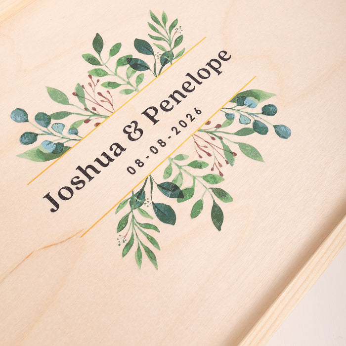 Personalised Colour Printed Natural Pine Wedding Keepsake Box Present