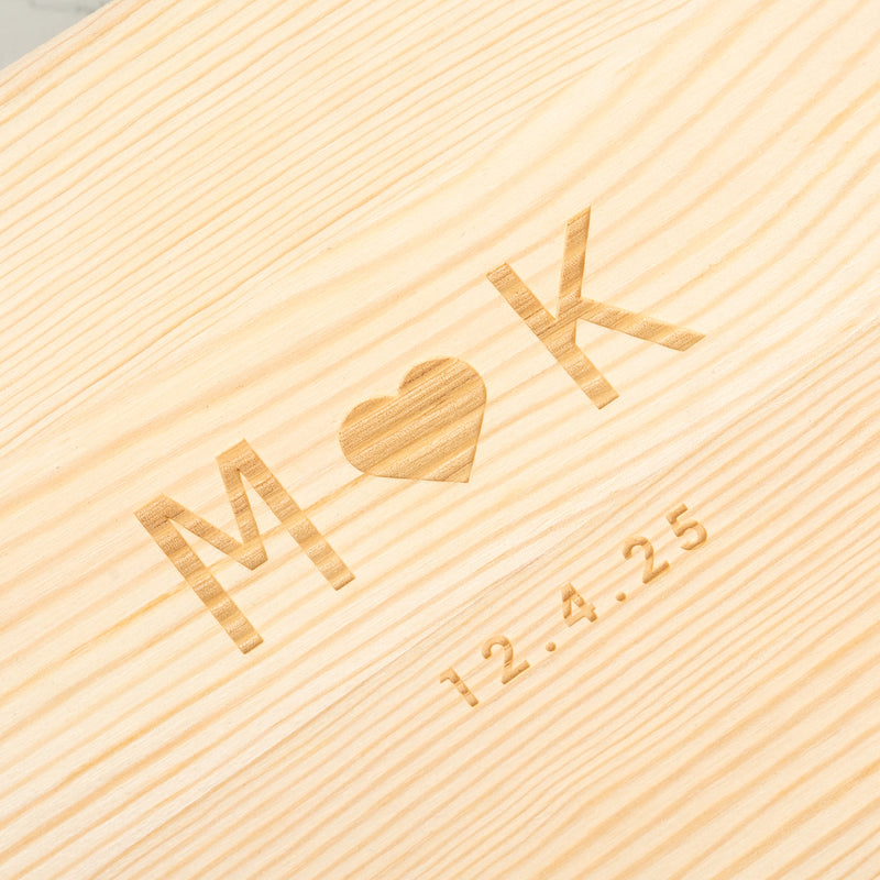 Personalised wooden boxed whiskey glass and stone set for wedding, engagement or anniversary gift