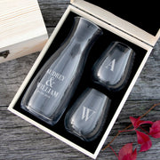 Personalised Engraved Wedding Wooden Gift Boxed Wine Decanter Set