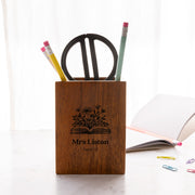 Personalised walnut wooden pencil holder teacher gift