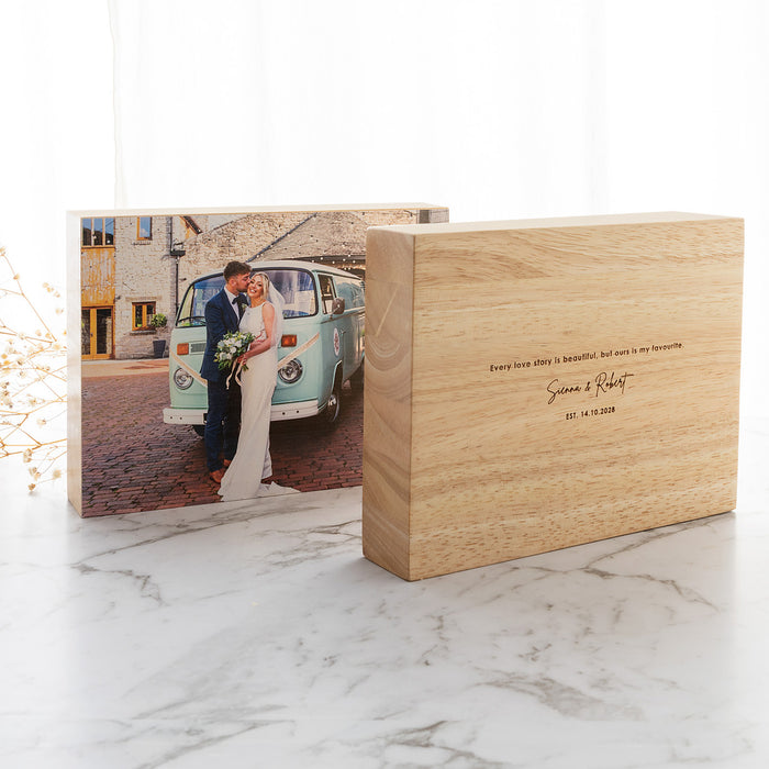Personalised bamboo photo block 40mm thick with full colour printed image