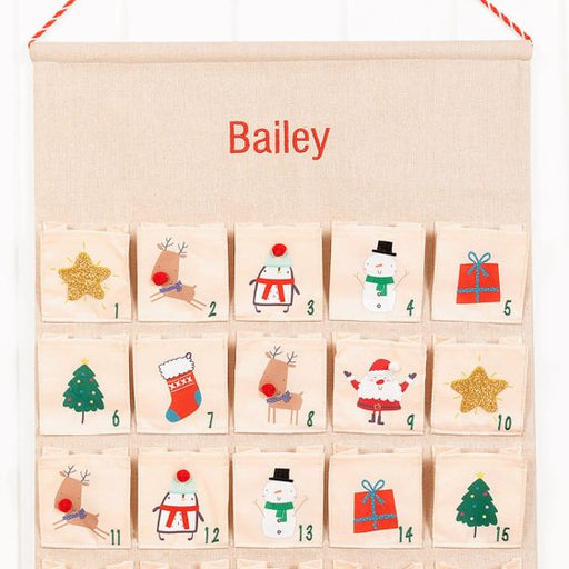Personalised Embordered Name Christmas Fabric Advent Calendar