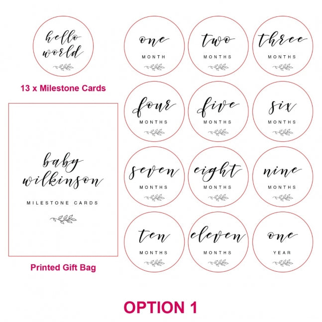 Engraved Wooden Milestone Card Set with Gift Bag