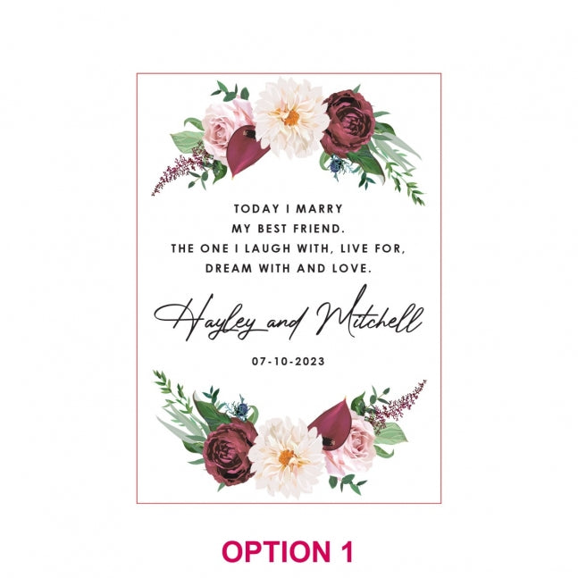 A3 Printed White Acrylic Wedding Welcome Sign