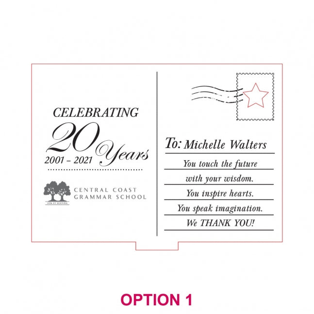 Engraved Wooden Graduation Postcard with Stand