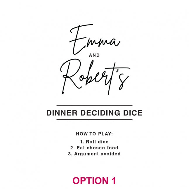 Personalised Dinner Deciding Dice Game