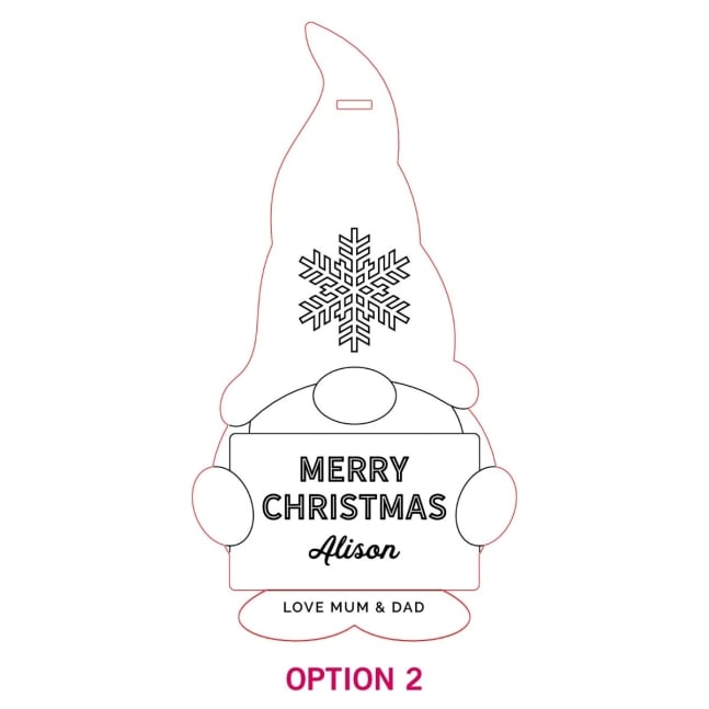 Engraved Wooden Gnome Gift Card Holder Christmas Decoration