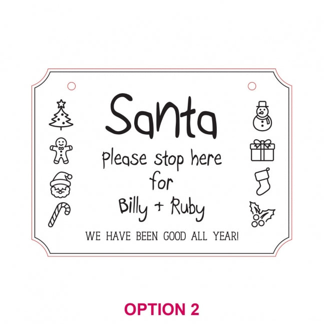 Engraved Wooden Santa Please Stop Here Sign