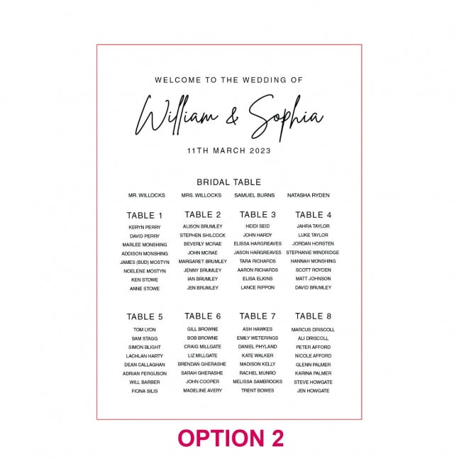 Printed A1 Size Bamboo Welcome Sign / Wedding Seating Chart