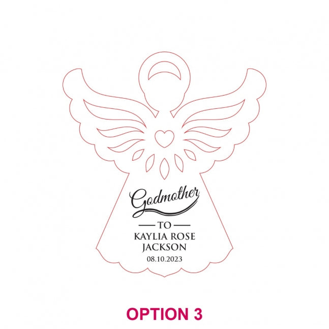 Printed Godparent Bamboo Angel Decoration