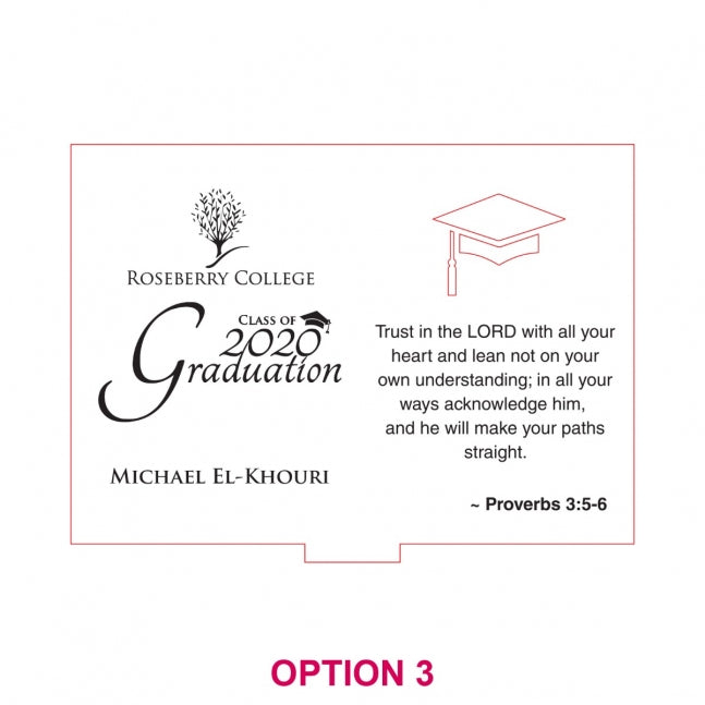 Engraved Wooden Graduation Postcard with Stand