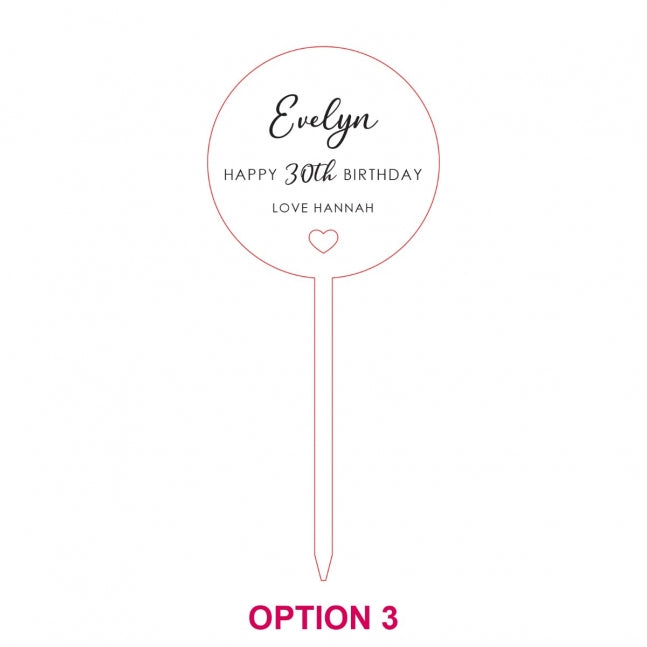 Engraved Wooden Birthday Bouquet Topper