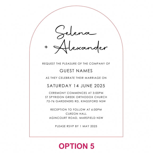 Engraved 5x7 Mirror Acrylic Arch Wedding Invitations