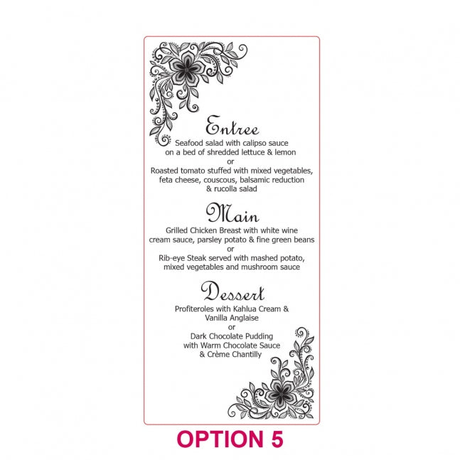 Engraved Acrylic DL Wedding Menus