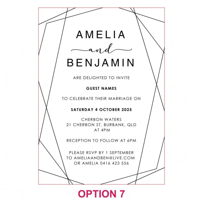 Engraved 5x7 Mirror Acrylic Wedding Invitations
