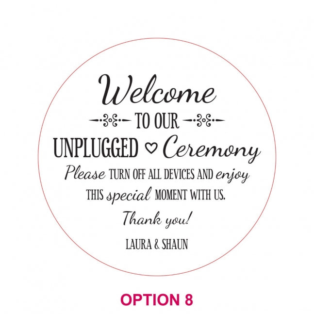 Printed 60cm Round Wedding Welcome Sign