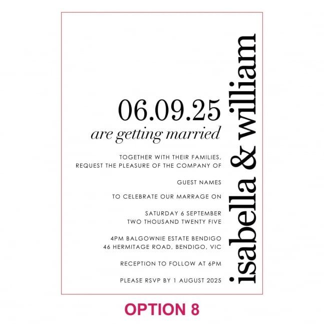 Engraved 5x7 Mirror Acrylic Wedding Invitations