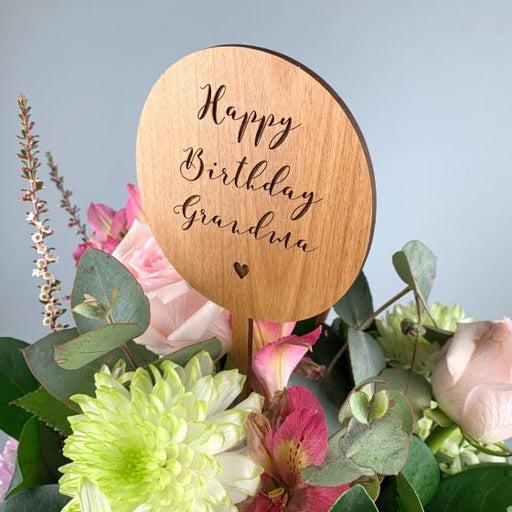 Personalised Engraved Wooden Birthday Bouquet Flower topper
