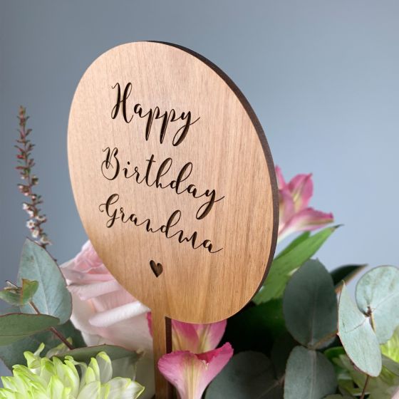 Customised Engraved Wooden Birthday Bouquet Flower topper