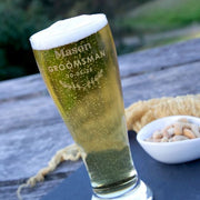 Customised Engraved Groomsman Wedding Beer Schooner Glass