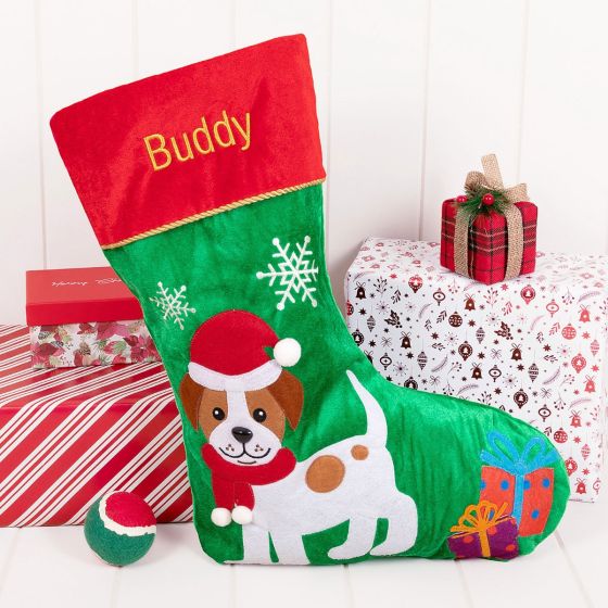 Custom Embroidered Gold Pet's Name Christmas Stocking