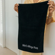 Personalised Embroidered Minge Rag Towel Inappropriate Birthday Gift