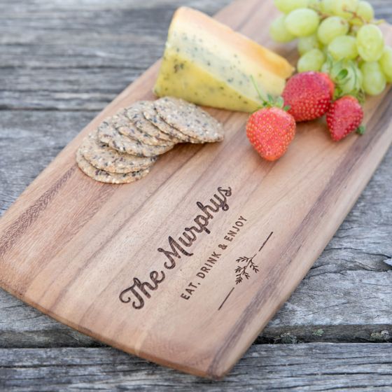 Personalised Engraved "Eat, Drink & Be Merry" Christmas Wooden Tapas Cheese Board Christmas Present