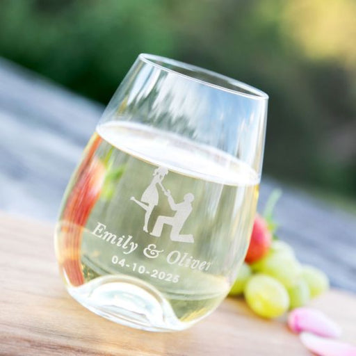 Customised Engraved Anniversary Stemless wine Glass Present- "Best Friends for Life Husband & Wife"