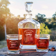 Personalised whiskey decanter set with engraved glasses for Father’s Day