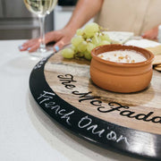 Custom Designed Engraved Wooden Round Lazy Susan with Chalkboard Rim Housewarming Present